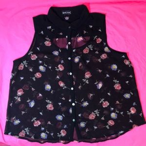 Black sheer floral top